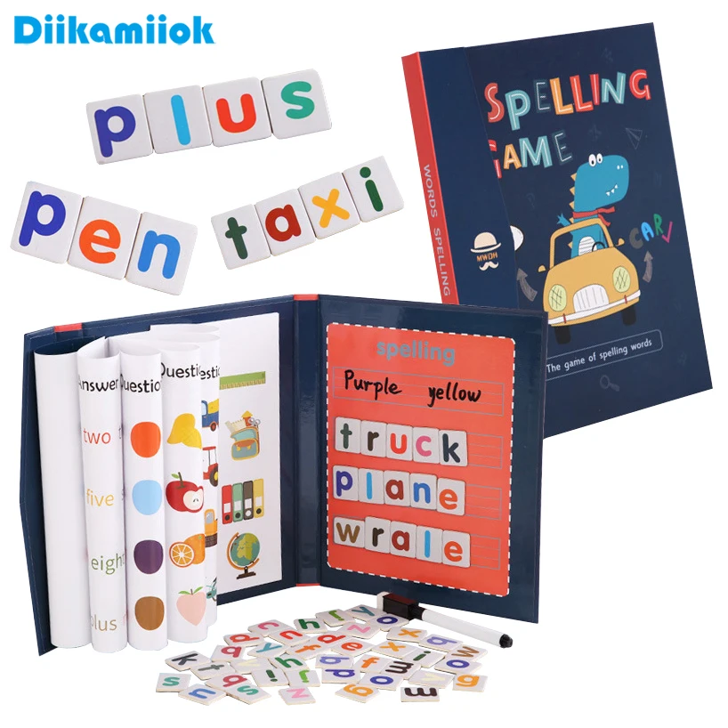 Kids Educational Games Learn English - ตัวต่อแม่เหล็กอักษรภาษาอังกฤษ 1 ชิ้น สำหรับเด็ก ของเล่นไม้เสริมการเรียนรู้ภาษาอังกฤษ