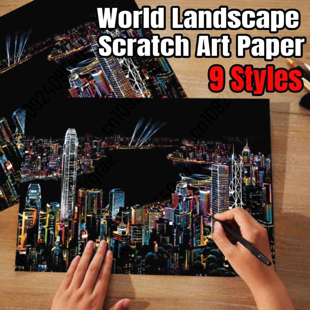 Kids Education World - Magic Rainbow สี Scratch Art ภาพวาดกระดาษการ์ดชุด