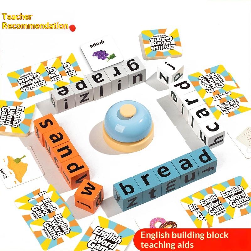 Kids Educational Games Learn English - เกมการสะกดคำแบบลูกบาศก์ ชุดแฟลชการ์ด ของเล่นเสริมพัฒนาการสำหรับเด็ก ของเล่นมอนเตสซอรี่ เครื่องมือการศึกษาภาษาอังกฤษ
