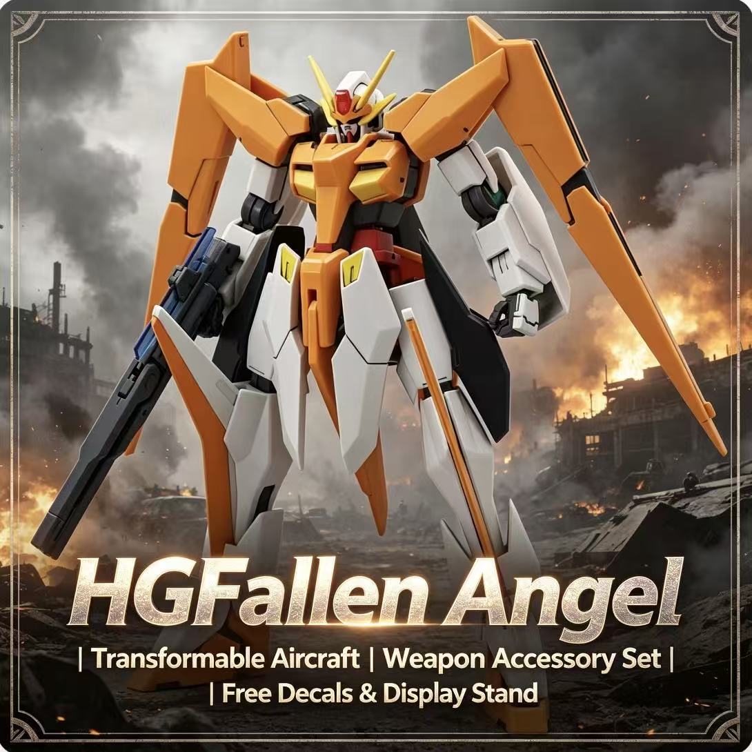 Kids Education In Japan - HG 1/144 Fallen Angel ชุดโมเดลเครื่องบินแปลงร่างเป็นหุ่นยนต์พร้อมอุปกรณ์เสริม, ฟิกเกอร์ประกอบได้,