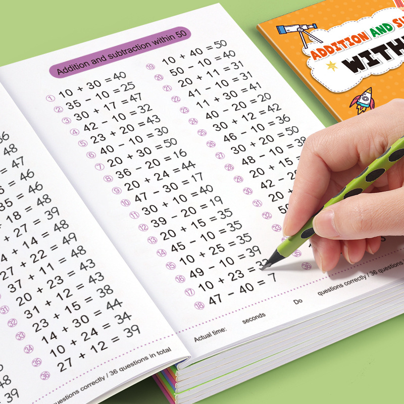 Kids Education Calculator - แบบฝึกหัดคณิตศาสตร์ 64 หน้า ฝึกบวก ลบ คำนวณเลขไม่เกิน