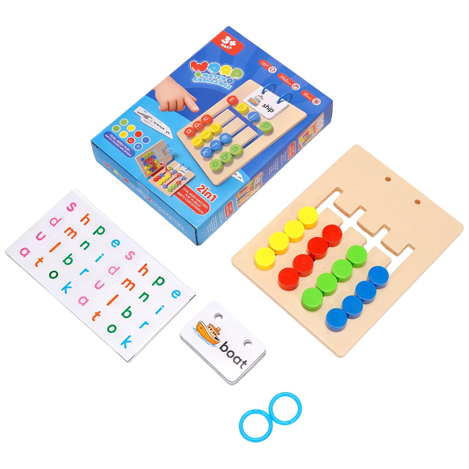 Kids Educational Game 2 - เกมจับคู่ตัวอักษรแบบอินเทอร์แอคทีฟ 2-in-1 ของเล่นไม้เพื่อการศึกษา เกมจับคู่ตัวอักษร ของเล่นเสริมพัฒนาการสำหรับเด็กอายุ 4-8