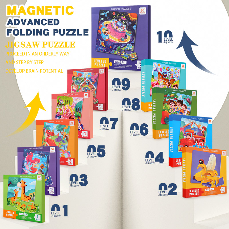 Kids Education Books - ตัวต่อแม่เหล็กไม้ลายการ์ตูน หนังสือเงียบๆ สำหรับเด็ก เกมจิ๊กซอว์ ของเล่นเสริมพัฒนาการแบบมอนเตสซอรี่สำหรับเด็ก