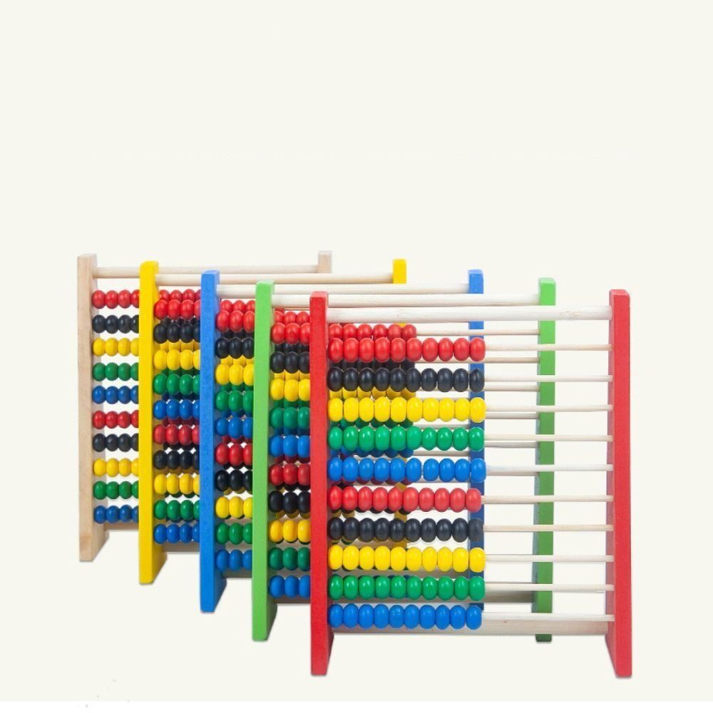 Kids Education Calculator - ลูกคิดไม้ทนทาน ของเล่นเสริมพัฒนาการทางปัญญา สำหรับการคำนวณ งานอดิเรก ลูกคิดสีแดง น้ำเงิน