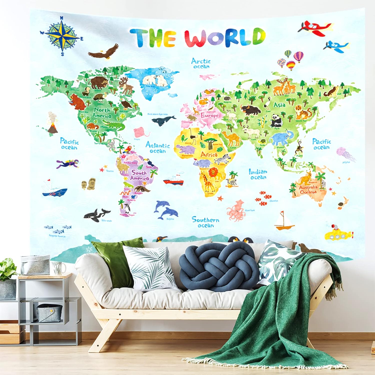 แผนที่โลกสำหรับเด็ก ผ้าติดผนัง - Kids Education World บทวิจารณ์และราคา